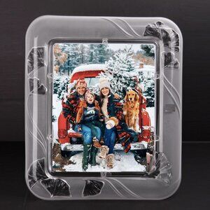 Vintage Mikasa Crystal Frosted Glass Frame Tender Moments LARGE 14x11 in Box